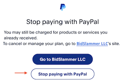 Click Stop paying with PayPal